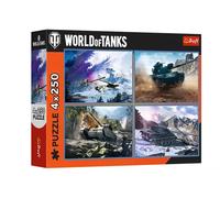 Trefl Puzzle 4 en 1 – World of Tanks: Grande Bataille de Chars – 4×250 pièces – Lot pour adolescents