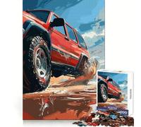 Puzzle 4x4 Rouge SUV, 1000 pièces, Difficile, pour Adultes, Jeu de logique et d'adresse, à Partager en Famille, découpe précise, Objet de Collection (38x52cm)
