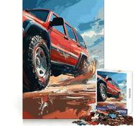 Puzzle 4x4 SUV Rouge pour Adultes, 1000 pièces, Jeu de réflexion, Loisir Calme, à Assembler, Cadeau de Noël (38x26cm)