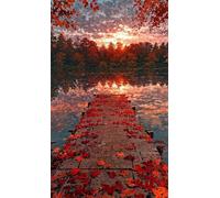 Puzzle 50 Pièces Adulte Pont Lac d'automne - Pièces Parfaitement Imbriquées avec Lettres de Tri au Dos - sans Poussière - Grand Format 35x25 cm - Idée Cadeau Seniors