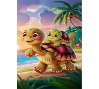 Puzzle 50 Pieces Adultes Tortue Dessin Animé 35x25 cm, Examinez Les pièces, Découvrez Les Indices et Résolvez l'enquête, Puzzle Adulte 50 Pièces