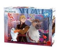 Puzzle 50 pieces reine des neiges 2 : sven olaf kristoff dans la foret - collection enfant disney - frozen