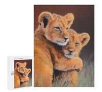 Puzzle 500 PCS Adorable Lion Cubs Puzzles pour Adultes - Cadeau d'anniversaire - Jeu Difficile Et Stimulant - Cadeaux