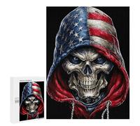 Puzzle 500 PCS American Flag Hooded Skull Art Puzzles pour Adolescents - Anti-Stress - Défi Éducatif - Idée Cadeau Et Anniversaire Unique 500 PCS