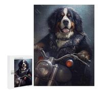 Puzzle 500 PCS Bernese Mountain Dog Biker Puzzle Anti-Stress, Jouet Amusant Et Humoristique, Idéal en Cadeau pour Toute La Famille 500 PCS