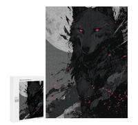 Puzzle 500 PCS Black Wolf Moonlit Night Puzzles pour Adolescents - Anti-Stress - Défi Éducatif - Idée Cadeau Et Anniversaire Unique 500 PCS
