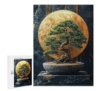 Puzzle 500 PCS Bonsai Tree with Golden Moon Puzzles pour Adultes, Jouet, Décoration Murale, Motif À Assembler, Idéal comme Cadeau pour Toute La Famille 500 PCS