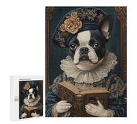 Puzzle 500 PCS Boston Terrier Renaissance Scholar Classic Canine Art Puzzles pour Adultes, Jouet, Décoration Murale, Motif À Assembler, Idéal comme Cadeau pour Toute La Famille 500 PCS