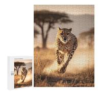 Puzzle 500 PCS Cheetah Running in Savannah Puzzles pour Adultes Améliorent La Mémoire Interaction Parent-Enfant Casse-tête Jeux De Société en Famille 500 PCS