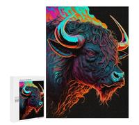 Puzzle 500 PCS Colorful Bull Head Art Print Puzzles pour Adolescents - Anti-Stress - Défi Éducatif - Idée Cadeau Et Anniversaire Unique 500 PCS