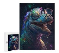 Puzzle 500 PCS Colorful Dinosaur Sunglasses Art -3 Puzzles pour Adolescents Course De Vitesse Manuelle Activités Amusantes À La Maison Jeu Stimulant Et Jeu en Famille 500 PCS