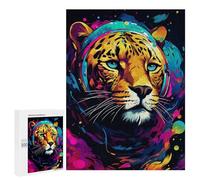 Puzzle 500 PCS Colorful Leopard with Headphones Puzzles pour Adolescents - Anti-Stress - Défi Éducatif - Idée Cadeau Et Anniversaire Unique 500 PCS
