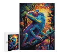 Puzzle 500 PCS Colorful Lizard in Forest Puzzles pour Adultes Améliorent La Mémoire Interaction Parent-Enfant Casse-tête Jeux De Société en Famille 500 PCS
