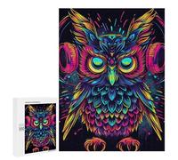 Puzzle 500 PCS Colorful Neon Owl Art Print-3 Puzzles pour Adultes - Cadeau d'anniversaire - Jeu Difficile Et Stimulant - Cadeaux