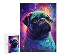 Puzzle 500 PCS Colorful Pug in Space Artwork Puzzle pour Adolescents Améliorez Votre Mémoire Entraînez Votre Cerveau Et Vos Mains Jouets Addictifs pour Cultiver La Patience 500 PCS