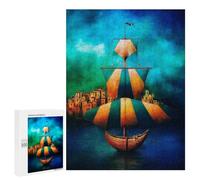 Puzzle 500 PCS Colorful Sailing Ship Artwork Puzzles pour Adultes Améliorent La Mémoire Interaction Parent-Enfant Casse-tête Jeux De Société en Famille 500 PCS
