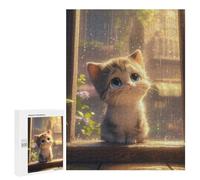 Puzzle 500 PCS Cute Anime Kitten in Rain Puzzles pour Adultes, Jouet, Décoration Murale, Motif À Assembler, Idéal comme Cadeau pour Toute La Famille 500 PCS