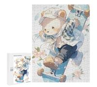 Puzzle 500 PCS Cute Teddy Bear Skateboarding Puzzle pour Adolescents Améliorez Votre Mémoire Entraînez Votre Cerveau Et Vos Mains Jouets Addictifs pour Cultiver La Patience 500 PCS