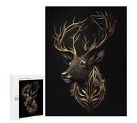 Puzzle 500 PCS Deer Black Gold Puzzles pour Adolescents Course De Vitesse Manuelle Activités Amusantes À La Maison Jeu Stimulant Et Jeu en Famille 500 PCS