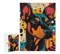 Puzzle 500 PCS Dog Portrait in Retro Style Bold Doberman in Dynamic Pop Art Style Puzzles pour Adultes, Jouet, Décoration Murale, Motif À Assembler, Idéal comme Cadeau pour Toute La Famille 500 PCS
