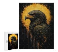 Puzzle 500 PCS Eagle Portrait with Golden Halo Puzzles pour Adultes, Jouet, Décoration Murale, Difficile, Difficile, Cadeaux Uniques pour Anniversaire Et Noël 500 PCS