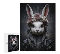 Puzzle 500 PCS Elegant Rabbit with Floral Crown Puzzles pour Adolescents - Anti-Stress - Défi Éducatif - Idée Cadeau Et Anniversaire Unique 500 PCS
