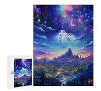Puzzle 500 PCS Fantasy Cityscape with Rainbow Skyfall Puzzles pour Adolescents - Anti-Stress - Défi Éducatif - Idée Cadeau Et Anniversaire Unique 500 PCS