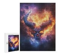 Puzzle 500 PCS Fiery Demon Skull Nebula Puzzles pour Adultes - Cadeau d'anniversaire - Jeu Difficile Et Stimulant - Cadeaux
