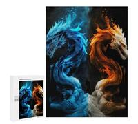 Puzzle 500 PCS Fire Vs. Ice Dragons Artwork -1 Puzzle pour Adolescents Améliorez Votre Mémoire Entraînez Votre Cerveau Et Vos Mains Jouets Addictifs pour Cultiver La Patience 500 PCS