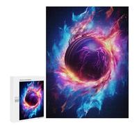 Puzzle 500 PCS Flame Engulfs Cricket Ball Puzzles pour Adultes, Jouet, Décoration Murale, Cadeau d'anniversaire, Idéal pour Toute La Famille 500 PCS