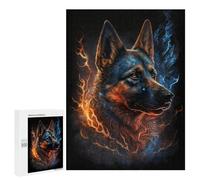Puzzle 500 PCS Flaming Wolf Spirit Art Print Puzzles pour Adolescents - Anti-Stress - Défi Éducatif - Idée Cadeau Et Anniversaire Unique 500 PCS