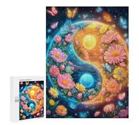 Puzzle 500 PCS Floral Yin Yang Harmony-1 Puzzles pour Adultes Améliorent La Mémoire Interaction Parent-Enfant Casse-tête Jeux De Société en Famille 500 PCS