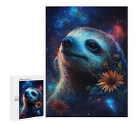 Puzzle 500 PCS Galactic Sloth with Flowers -2 Puzzles pour Adultes Améliorent La Mémoire Interaction Parent-Enfant Casse-tête Jeux De Société en Famille 500 PCS