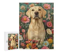 Puzzle 500 PCS Golden Retriever in Flowers Labrador Among Soft Florals Dog Wall Art Print Puzzles pour Adultes, Jouet, Décoration Murale, Motif À Assembler, Idéal comme Cadeau pour Toute La Famille