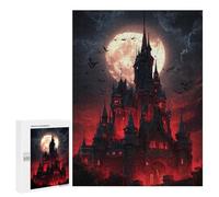 Puzzle 500 PCS Gothic Castle with Full Moon Puzzle pour Adolescents Améliorez Votre Mémoire Entraînez Votre Cerveau Et Vos Mains Jouets Addictifs pour Cultiver La Patience 500 PCS