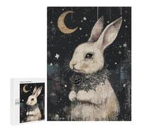 Puzzle 500 PCS Gothic White Rabbit with Black Rose Puzzles pour Adultes, Jouet, Décoration Murale, Motif À Assembler, Idéal comme Cadeau pour Toute La Famille 500 PCS