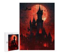 Puzzle 500 PCS Halloween Castle with Full Moon -4 Puzzles pour Adultes Améliorent La Mémoire Interaction Parent-Enfant Casse-tête Jeux De Société en Famille 500 PCS