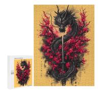 Puzzle 500 PCS Japanese Dragon Sword Art Print Puzzles pour Adultes Améliorent La Mémoire Interaction Parent-Enfant Casse-tête Jeux De Société en Famille 500 PCS