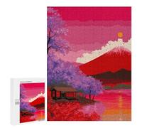 Puzzle 500 PCS Japanese Sunset with Mount Fuji Puzzles pour Adolescents - Anti-Stress - Défi Éducatif - Idée Cadeau Et Anniversaire Unique 500 PCS