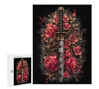 Puzzle 500 PCS Japanese Sword with Dragon and Flowers Puzzles pour Adolescents - Anti-Stress - Défi Éducatif - Idée Cadeau Et Anniversaire Unique 500 PCS