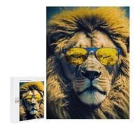 Puzzle 500 PCS King of Cool Lion Sunglasses Puzzle pour Adolescents Améliorez Votre Mémoire Entraînez Votre Cerveau Et Vos Mains Jouets Addictifs pour Cultiver La Patience 500 PCS