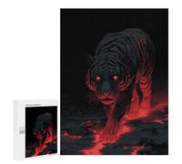 Puzzle 500 PCS Lava Tiger with Red Glowing Eyes Puzzles pour Adultes Jouets Anti-Stress Vacances À La Maison Tuer Le Temps Faire Travailler Le Cerveau 500 PCS