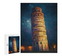 Puzzle 500 PCS Leaning Tower of Pisa Night View Puzzles pour Adultes - Cadeau d'anniversaire - Jeu Difficile Et Stimulant - Cadeaux