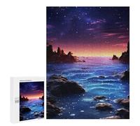 Puzzle 500 PCS Magical Starry Night Ocean Puzzles pour Adultes - Cadeau d'anniversaire - Jeu Difficile Et Stimulant - Cadeaux