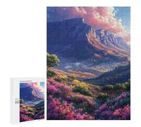 Puzzle 500 PCS Mountain Valley with Pink Flowers Puzzles pour Adolescents - Anti-Stress - Défi Éducatif - Idée Cadeau Et Anniversaire Unique 500 PCS