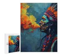 Puzzle 500 PCS Native American Warrior Art Puzzles pour Adolescents - Anti-Stress - Défi Éducatif - Idée Cadeau Et Anniversaire Unique 500 PCS