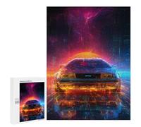 Puzzle 500 PCS Neon Future Car Art Print Puzzles pour Adultes - Cadeau d'anniversaire - Jeu Difficile Et Stimulant - Cadeaux