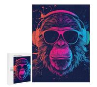 Puzzle 500 PCS Neon Monkey Headphones Art Print -1 Puzzles pour Adolescents - Anti-Stress - Défi Éducatif - Idée Cadeau Et Anniversaire Unique 500 PCS