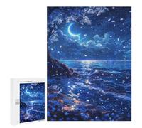 Puzzle 500 PCS Night Sky with Moon and Stars Puzzles pour Adolescents - Anti-Stress - Défi Éducatif - Idée Cadeau Et Anniversaire Unique 500 PCS