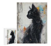 Puzzle 500 PCS Noir Feline Elegance Puzzles pour Adultes, Jouet, Décoration Murale, Cadeau d'anniversaire, Idéal pour Toute La Famille 500 PCS